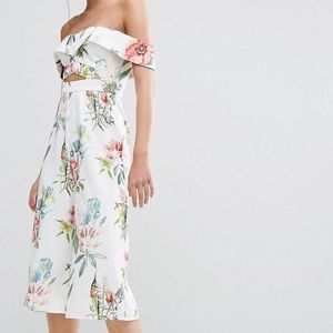 Floral off-the-shoulder culotte jumpsuit